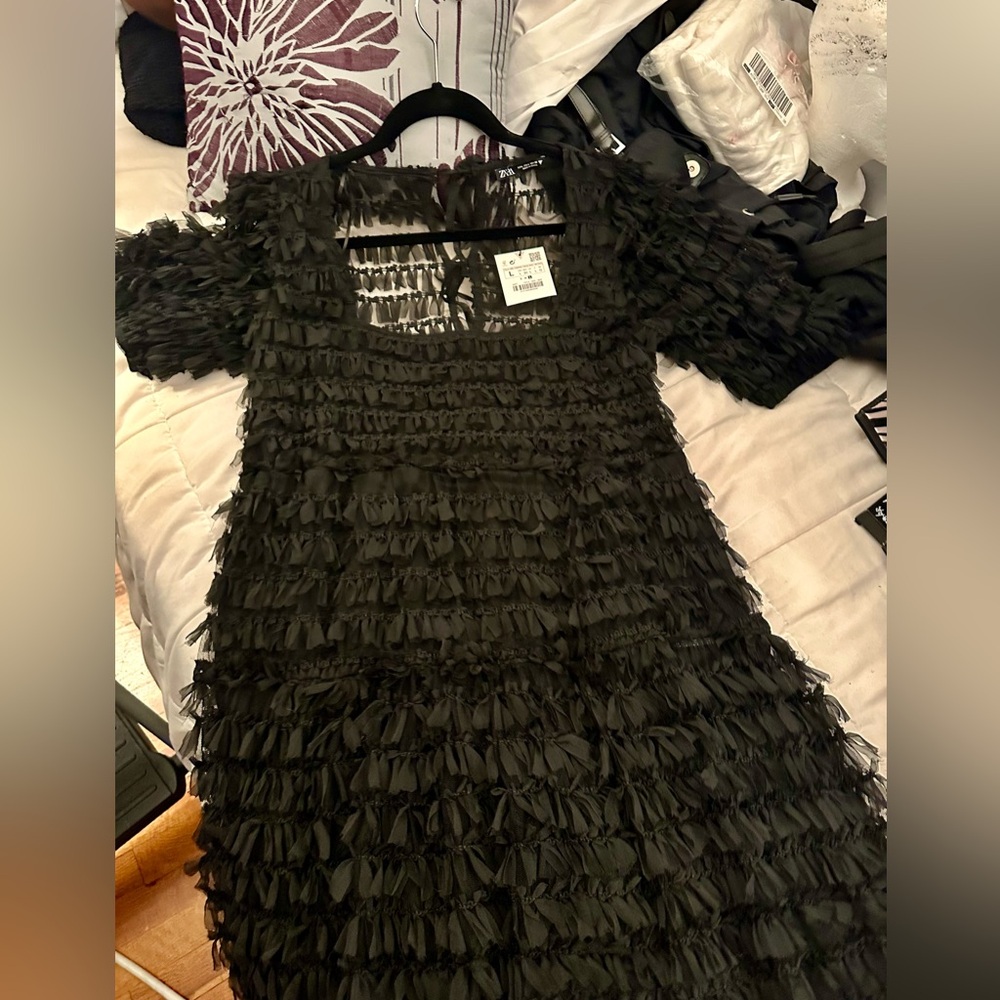 Zara Black Sheer Lace Dress